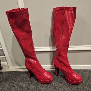 Funtasma Exotica-2000 Red Go-Go Boots Size 6M
